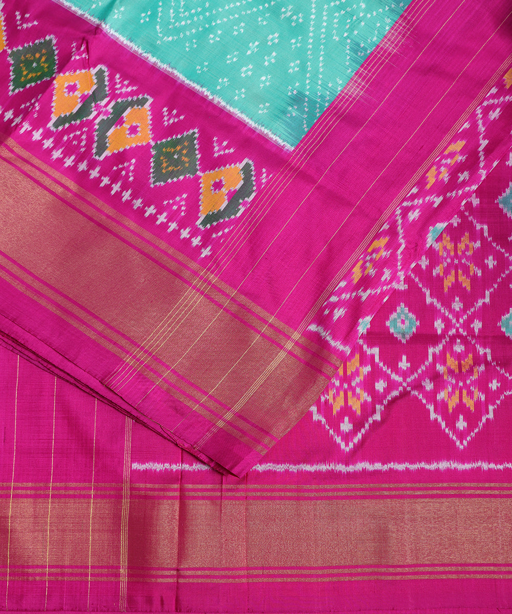 Emerald green color handloom rajkot silk saree