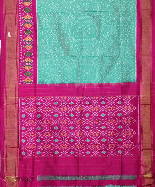 Emerald green color handloom rajkot silk saree