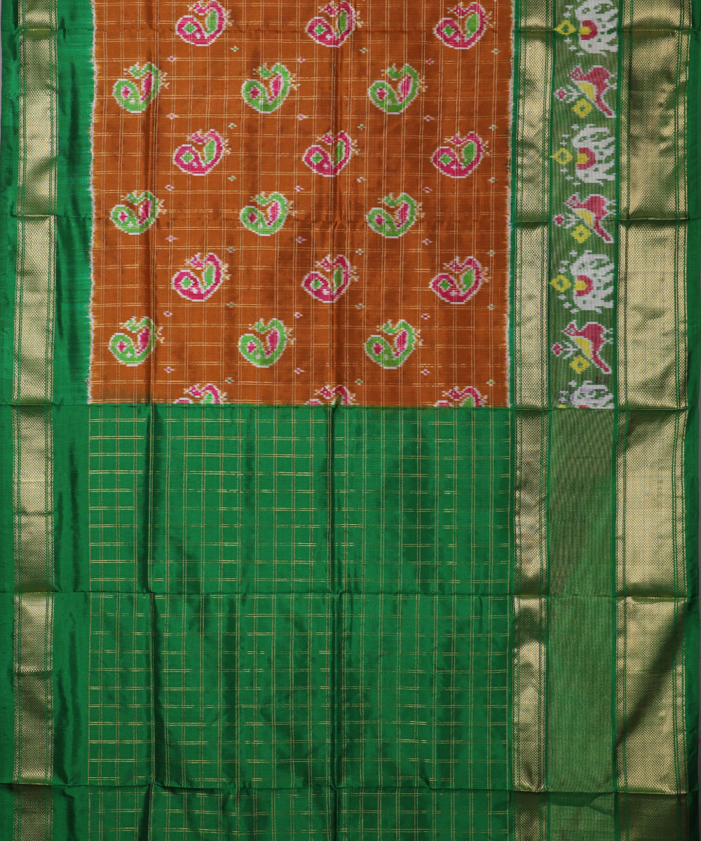 Russet brown color handloom rajkot silk saree