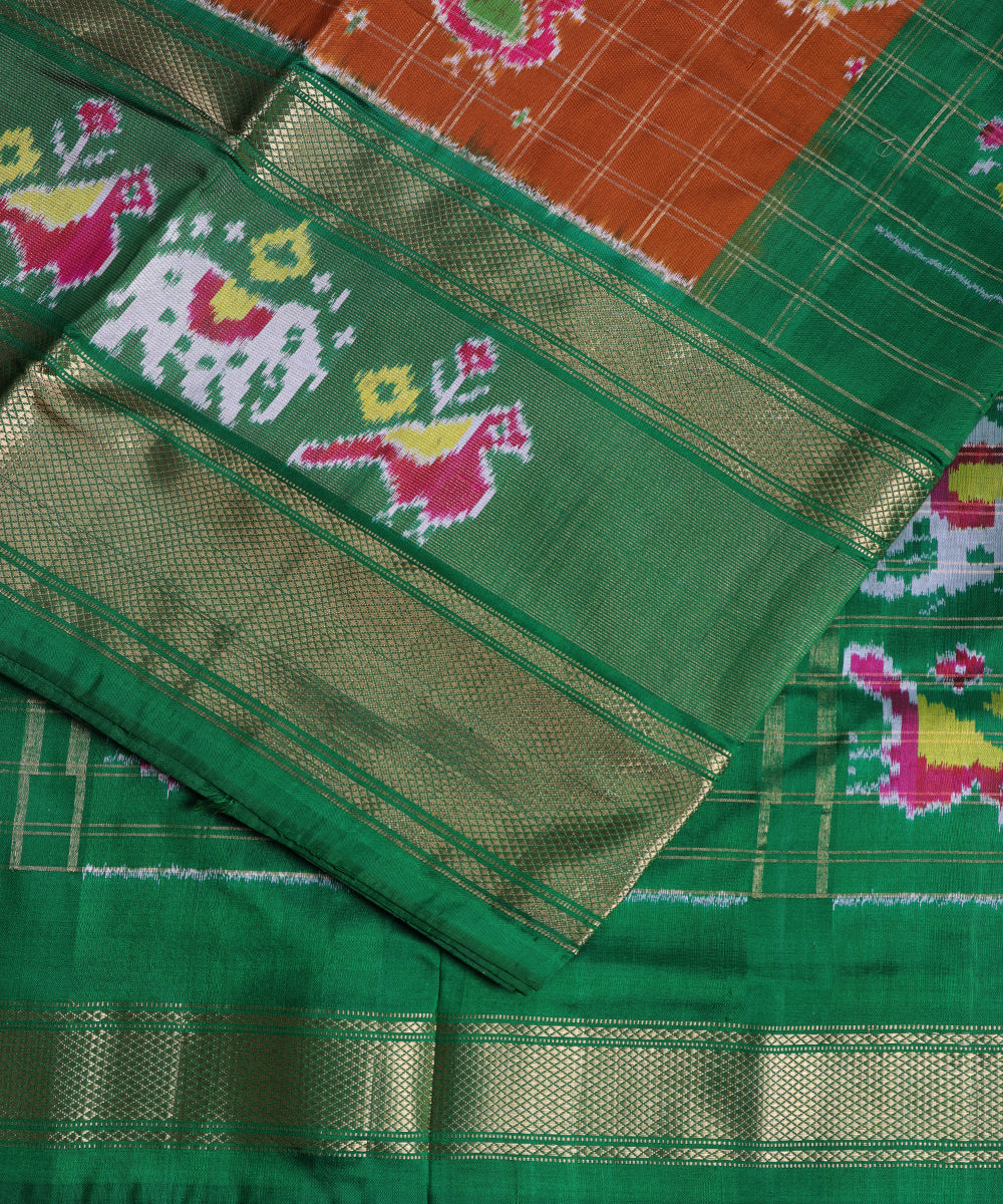 Russet brown color handloom rajkot silk saree