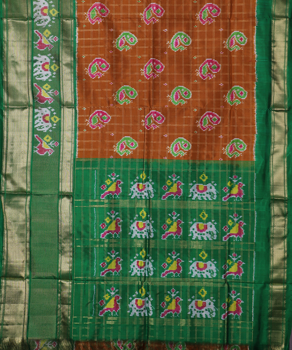 Russet brown color handloom rajkot silk saree