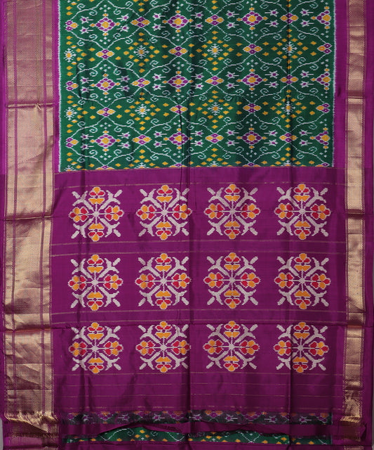 Sacramento green color handloom rajkot silk saree