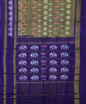 Moss green shade handloom rajkot silk saree