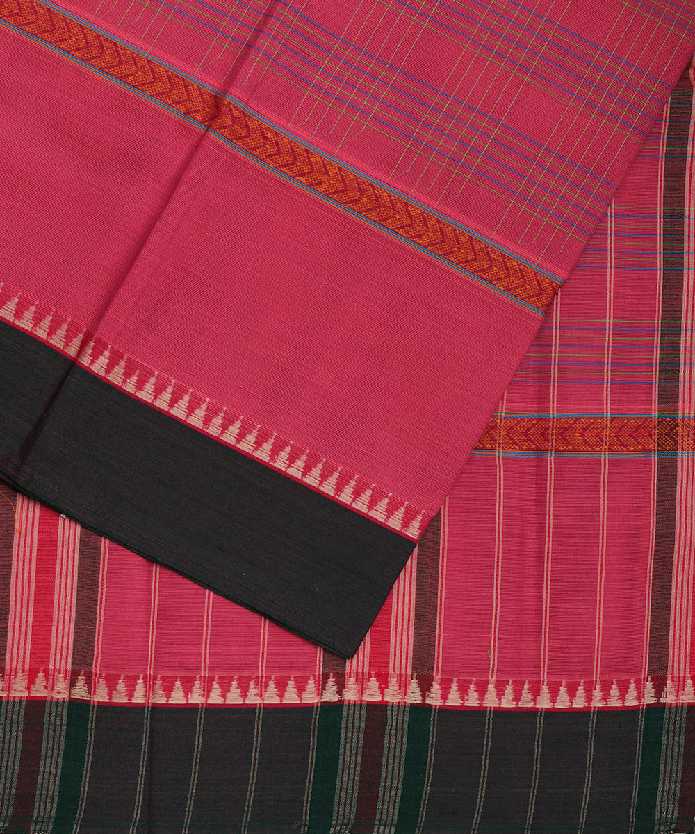 Punch pink color handloom narayanpet cotton saree