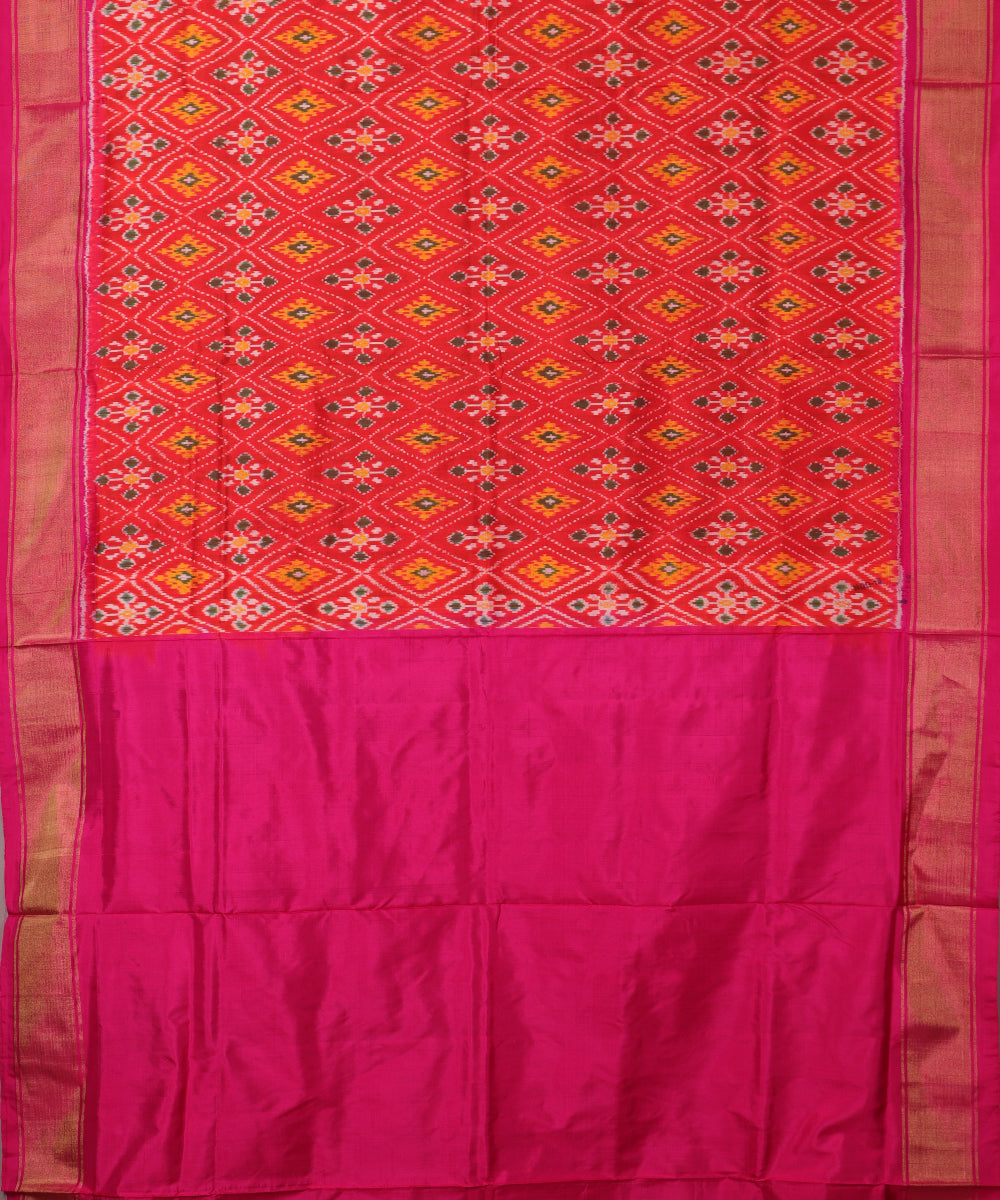 Fire brick red color handloom rajkot silk saree
