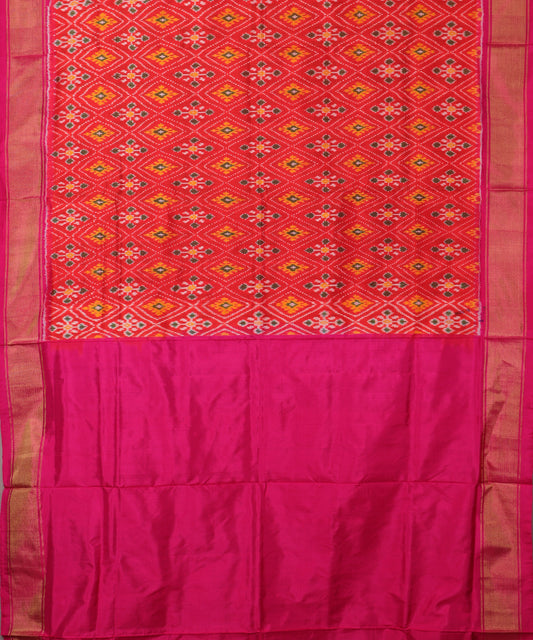 Fire brick red color handloom rajkot silk saree