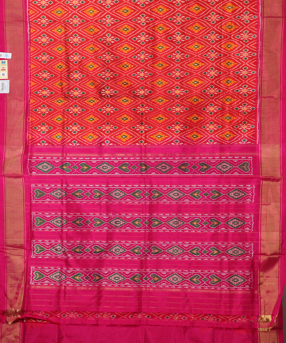 Fire brick red color handloom rajkot silk saree