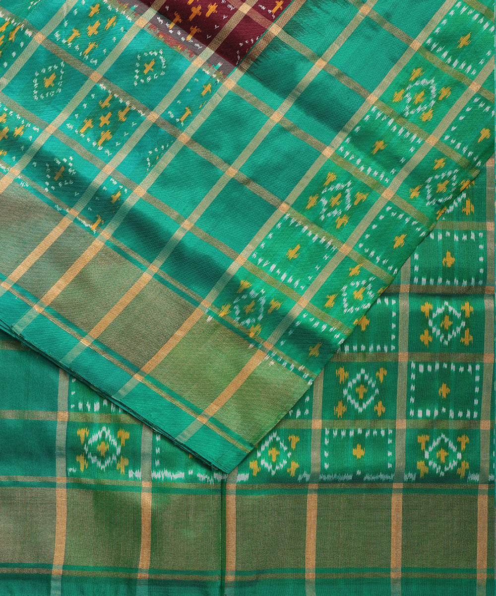 Mahogany color handloom rajkot silk saree
