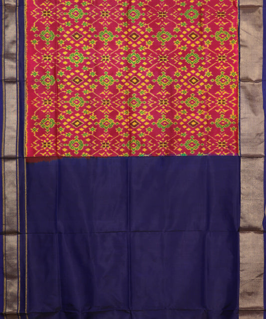 Carmine red color handloom rajkot silk saree