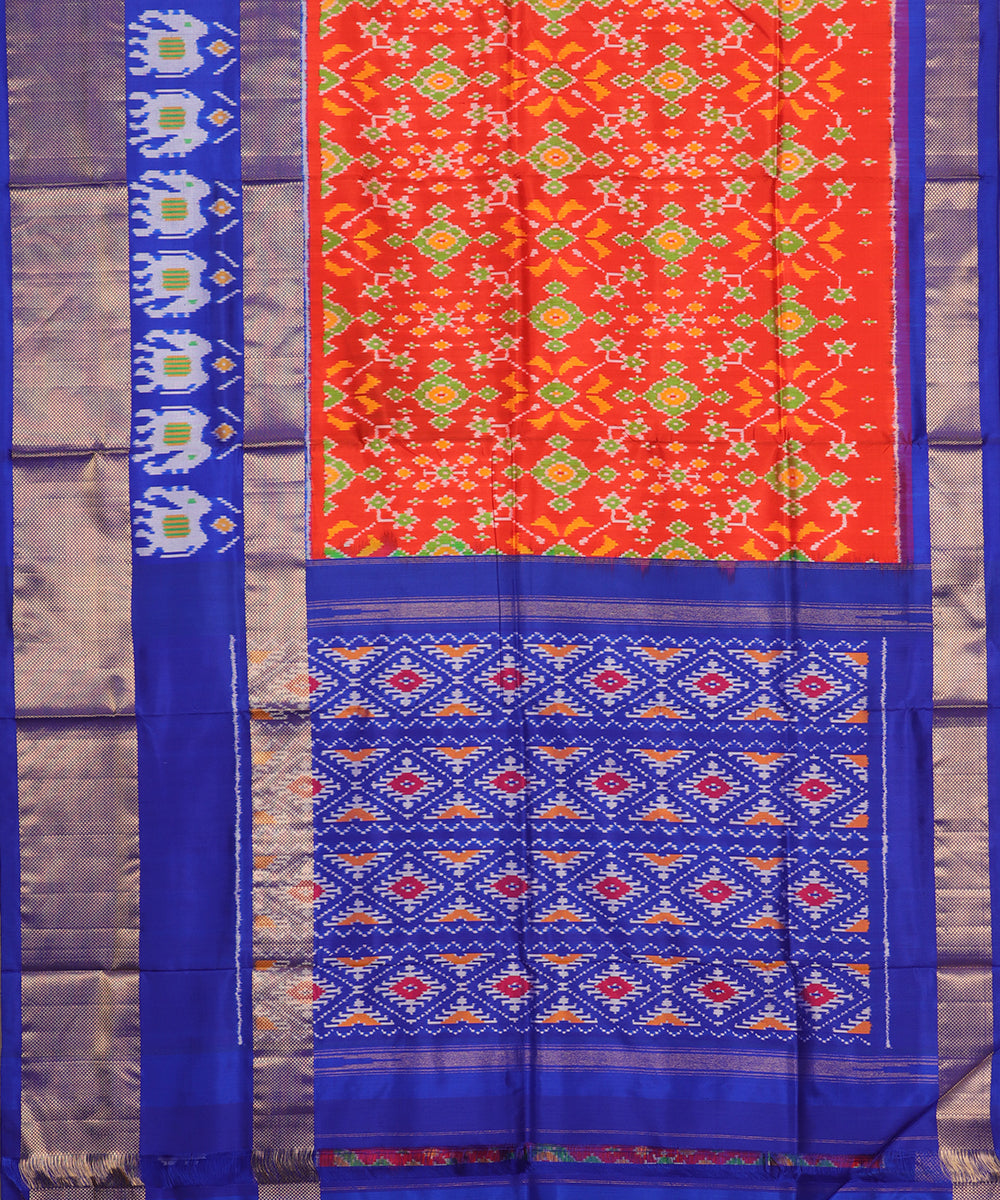 Scarlet color handloom rajkot silk saree