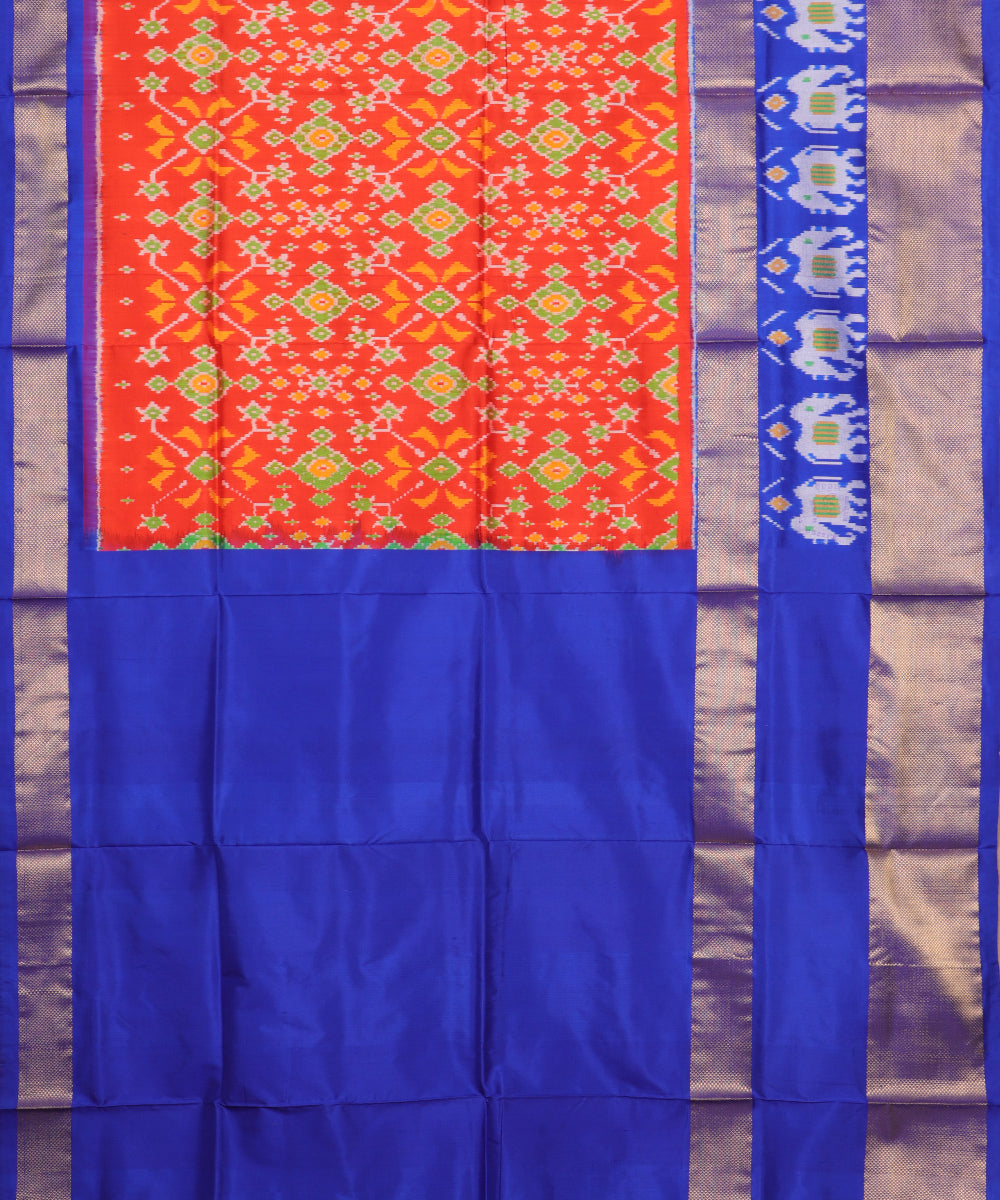 Scarlet color handloom rajkot silk saree