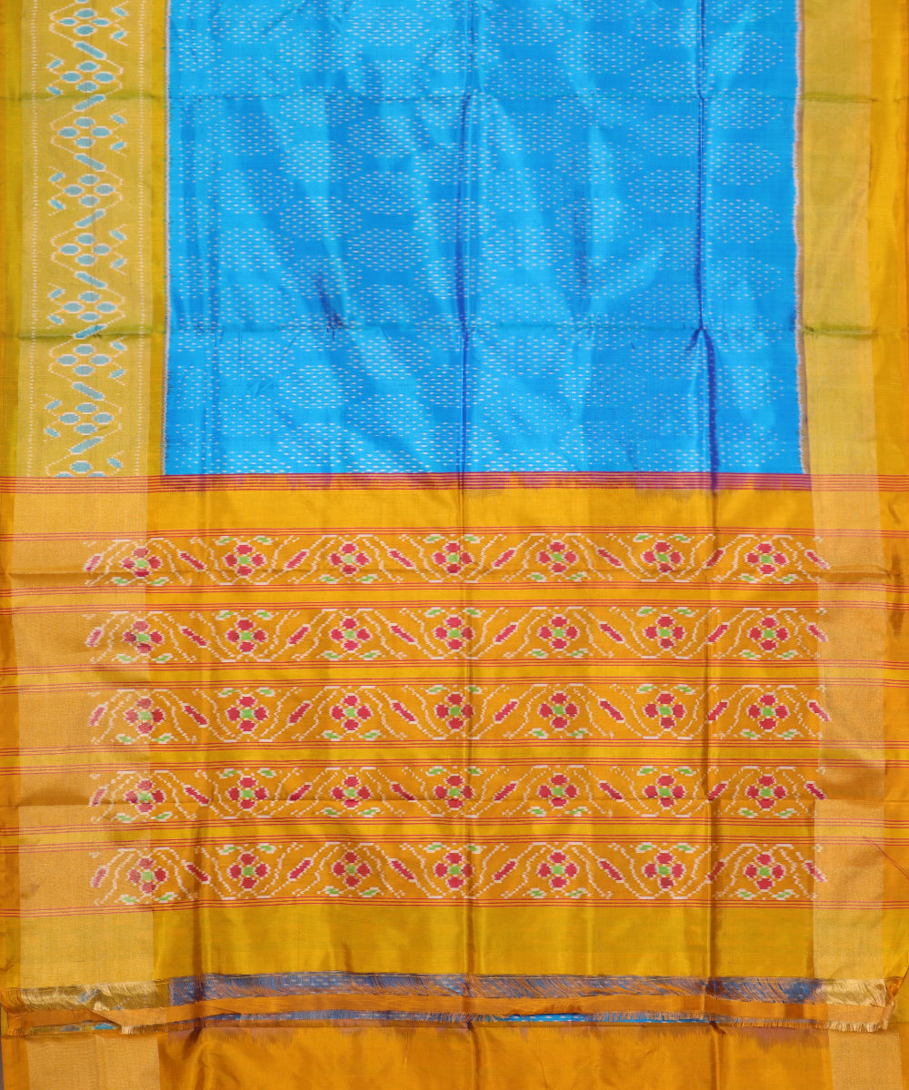 Prussian blue color handloom rajkot silk saree