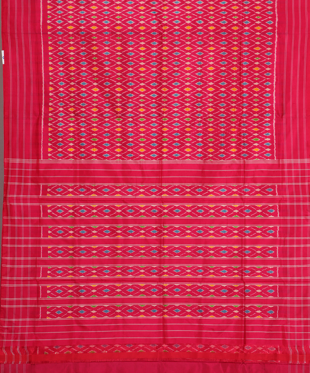 Ruby pink color handloom rajkot silk saree
