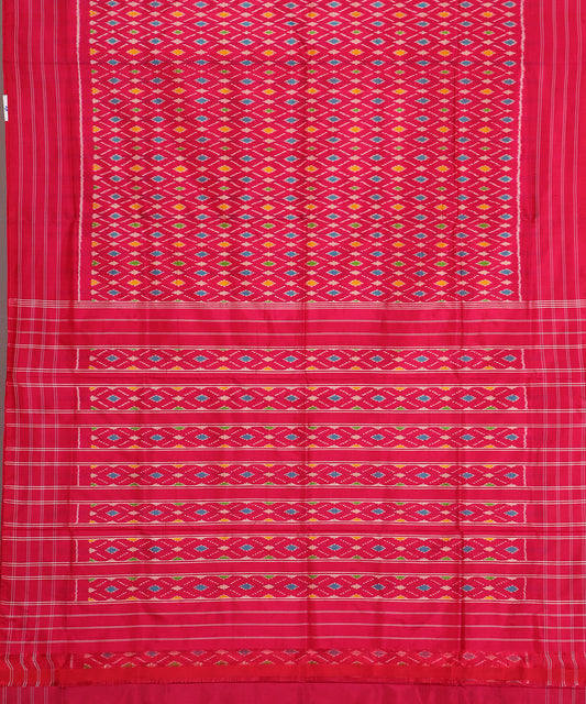 Ruby pink color handloom rajkot silk saree