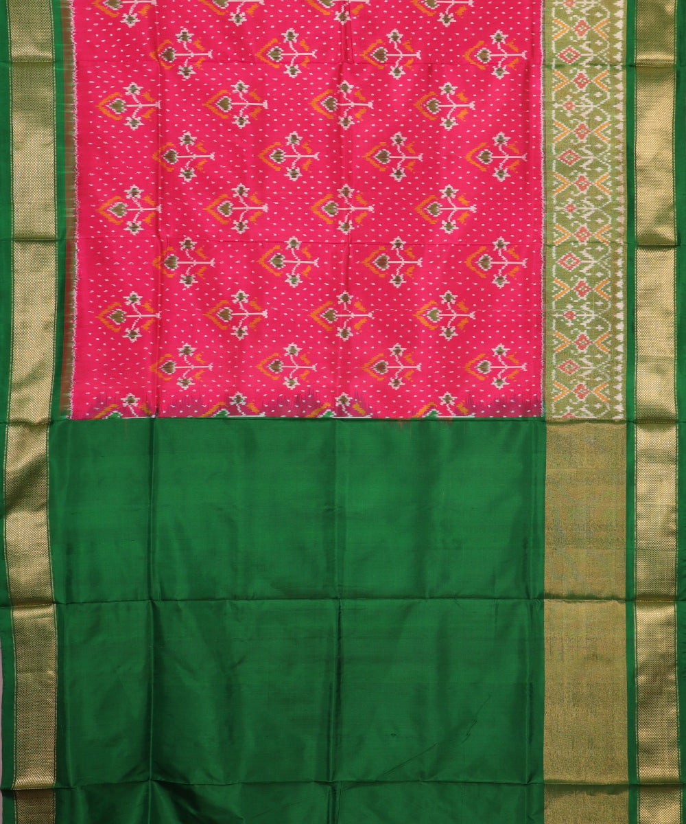 Ruby pink color handloom rajkot silk saree