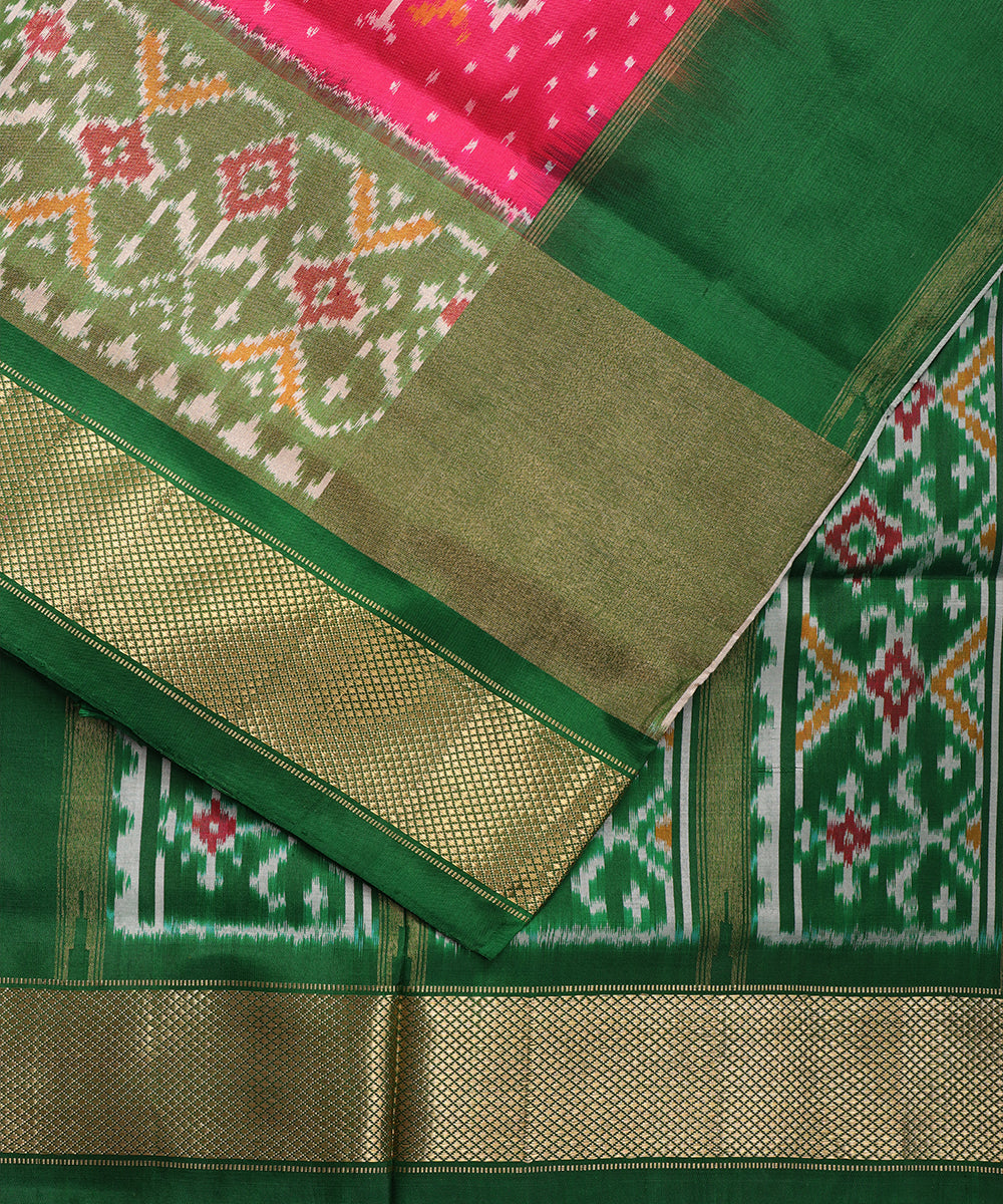 Ruby pink color handloom rajkot silk saree