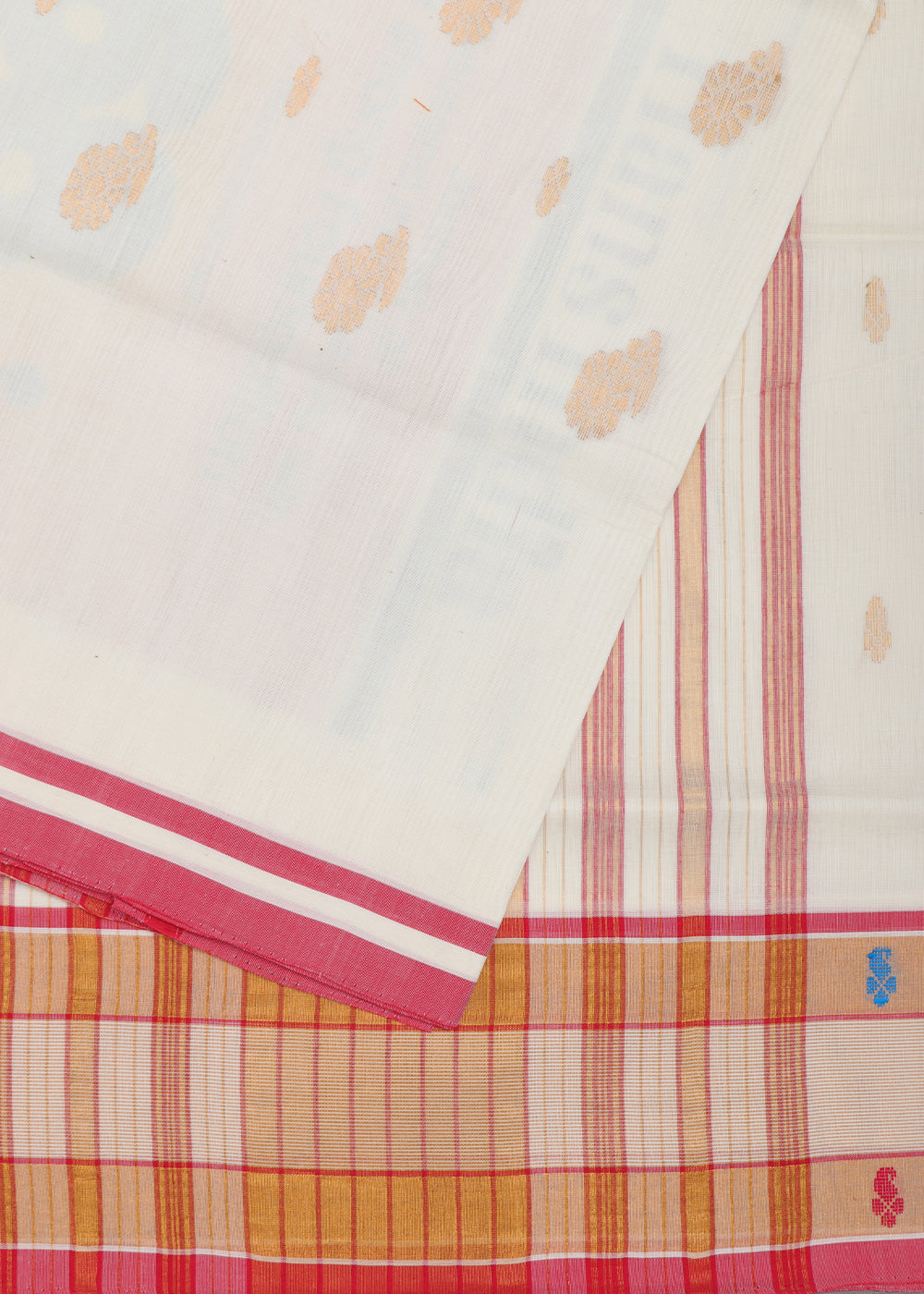 Cream color handloom venkatagiri cotton saree