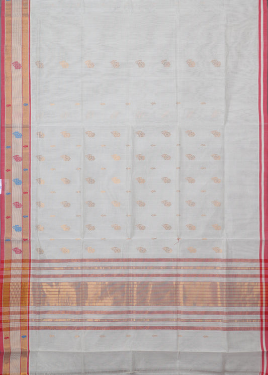 Cream color handloom venkatagiri cotton saree