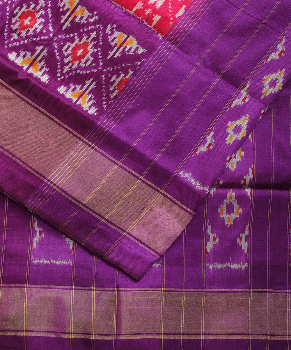 Cerise pink color handloom rajkot silk saree