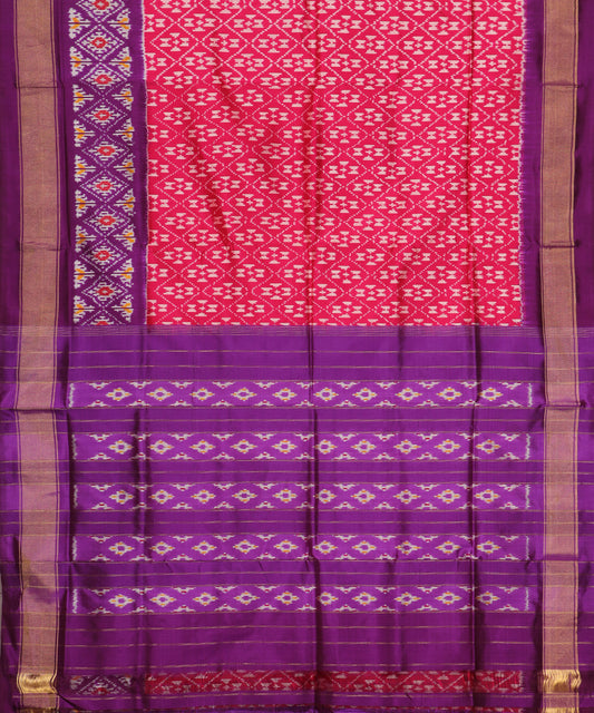 Cerise pink color handloom rajkot silk saree
