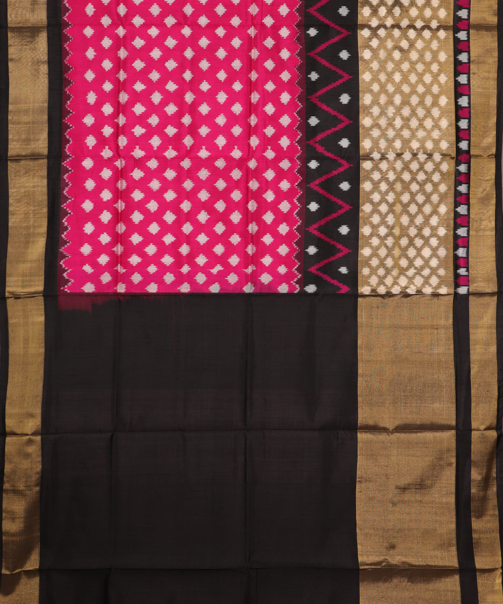 Magenta pink color handloom rajkot silk saree