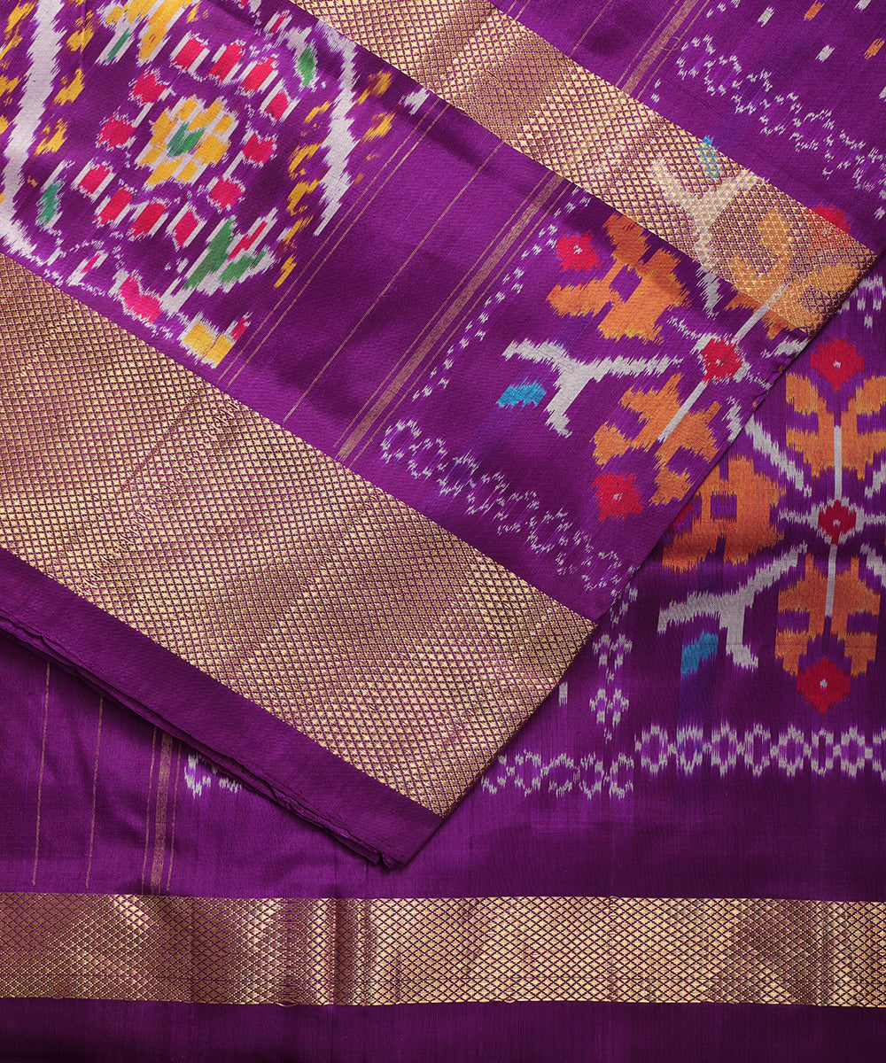 Amethyst violet color handloom rajkot silk saree