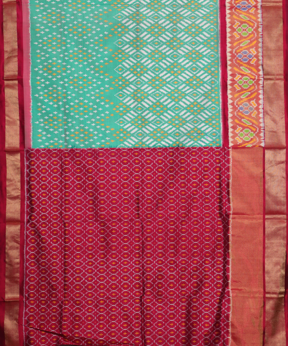 Emerald green color handloom rajkot silk saree