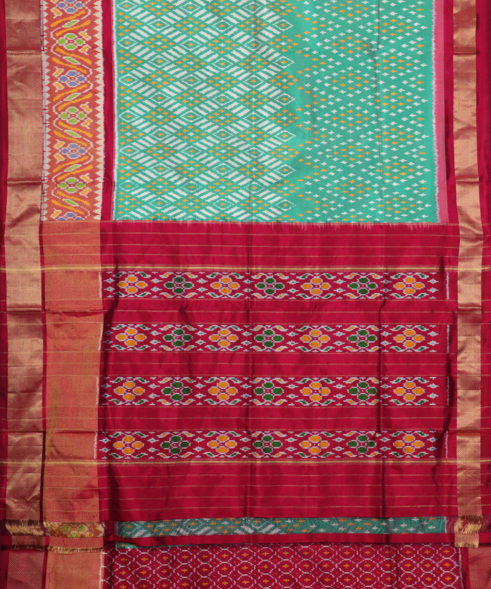 Emerald green color handloom rajkot silk saree