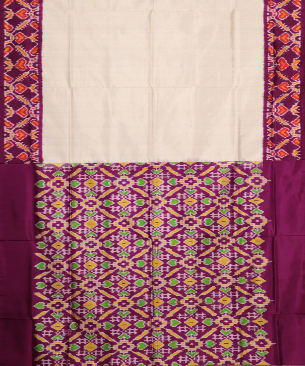 Cream color handloom rajkot silk saree