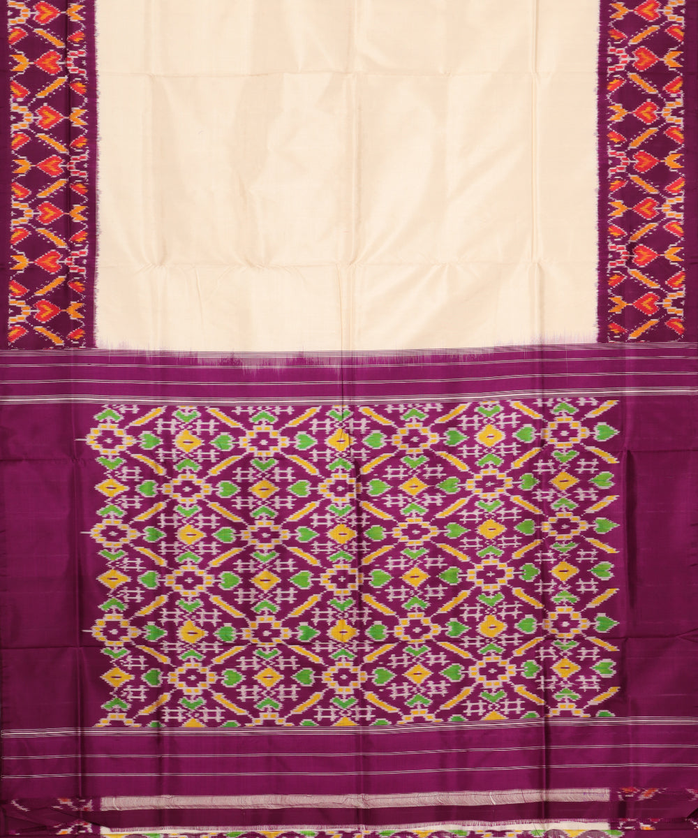 Cream color handloom rajkot silk saree