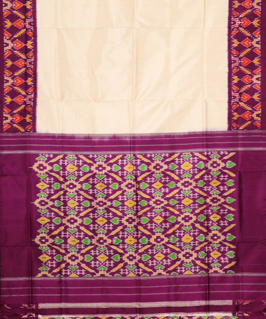 Cream color handloom rajkot silk saree