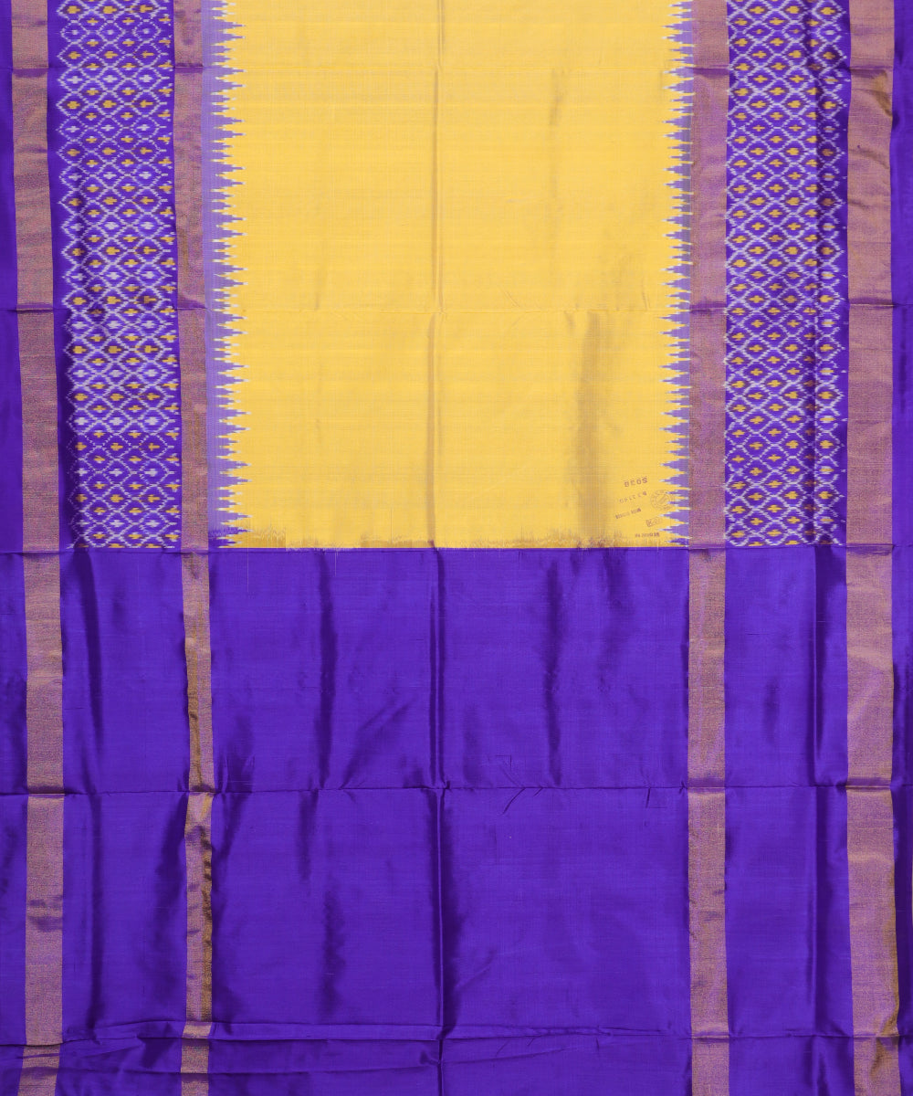 Mustard yellow color handloom rajkot silk saree