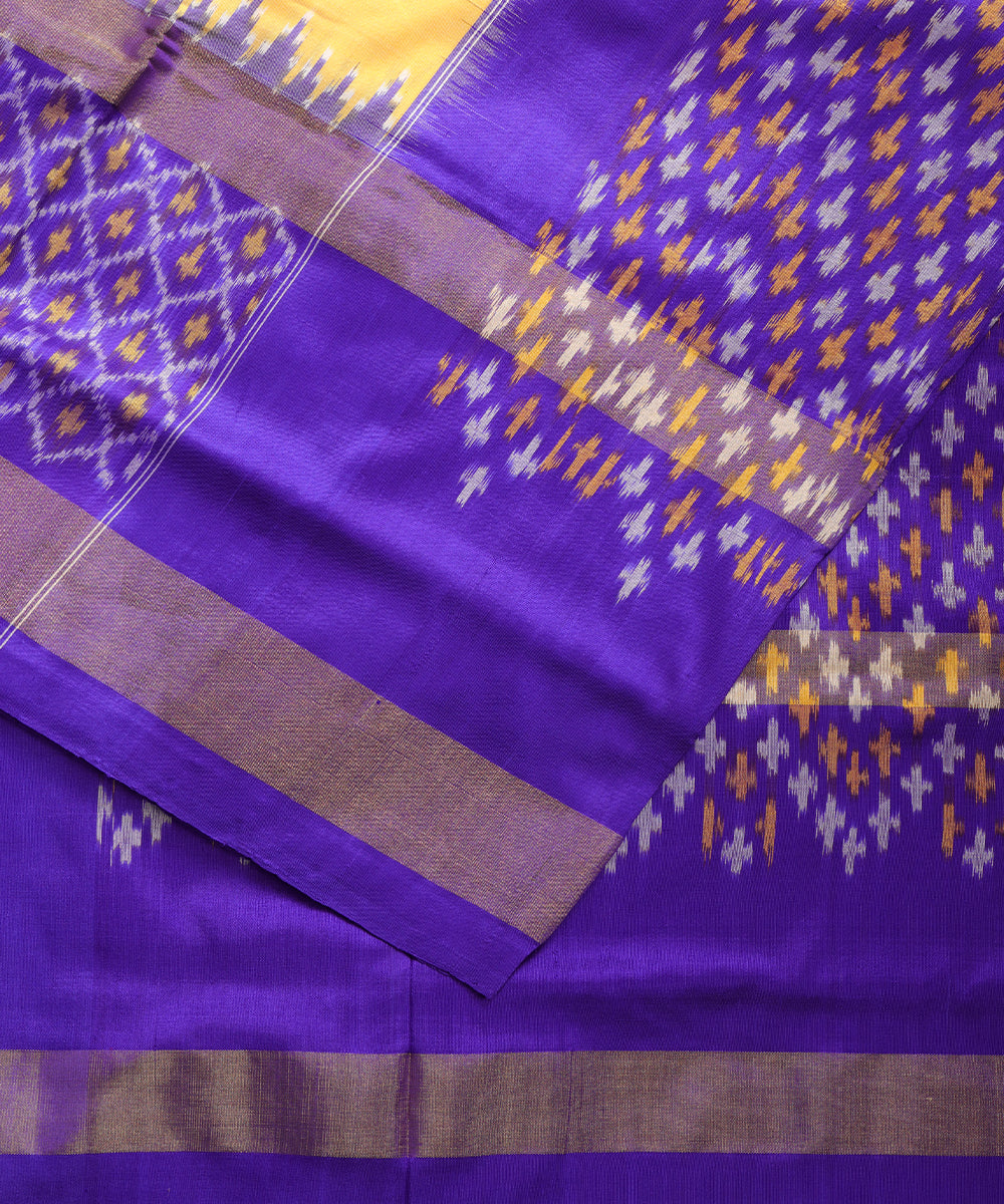 Mustard yellow color handloom rajkot silk saree