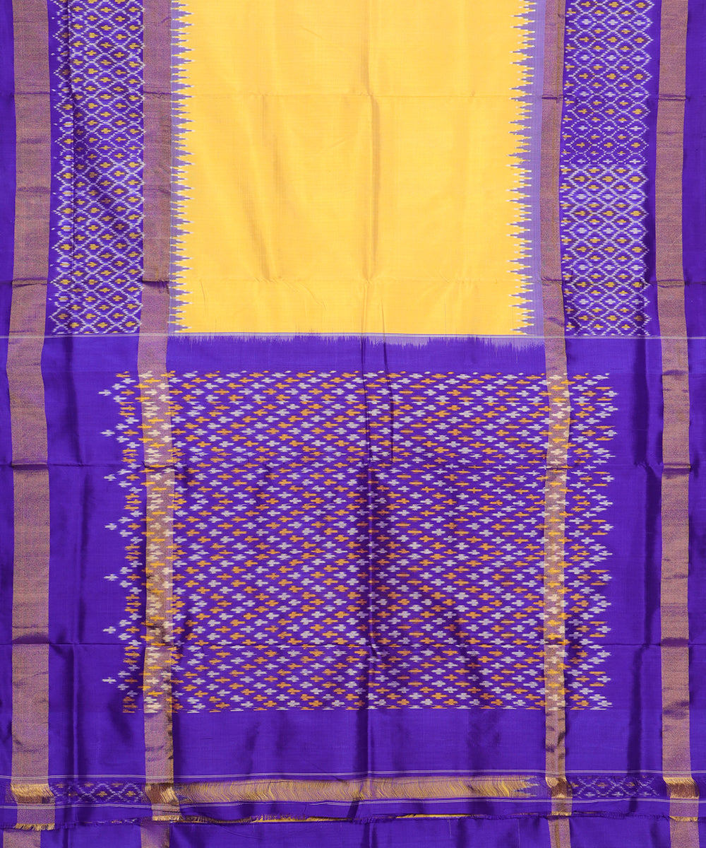 Mustard yellow color handloom rajkot silk saree