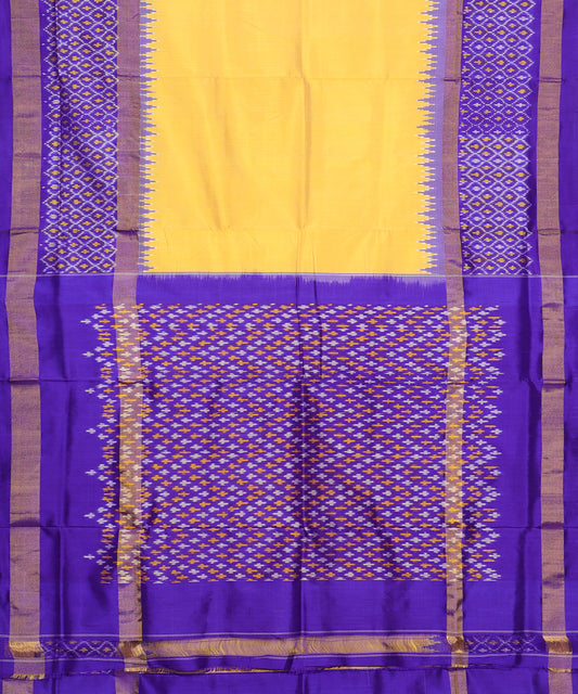 Mustard yellow color handloom rajkot silk saree