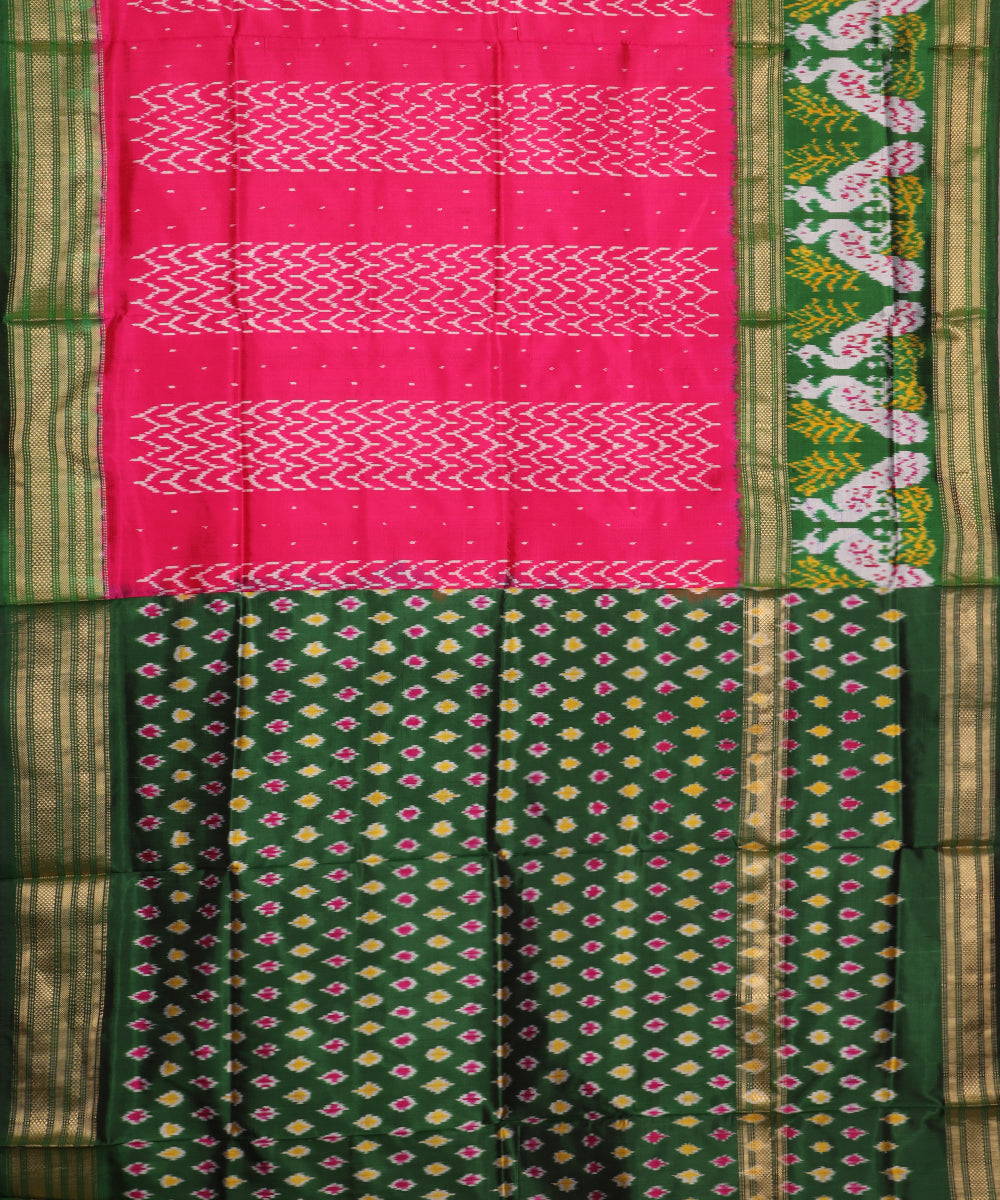Ruby pink color handloom rajkot silk saree