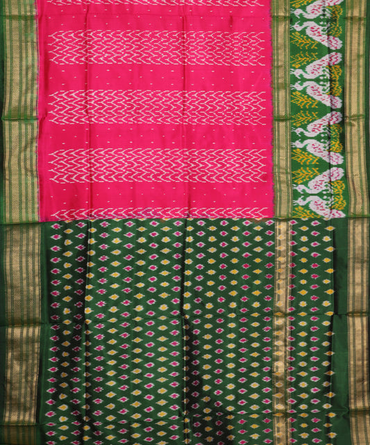 Ruby pink color handloom rajkot silk saree