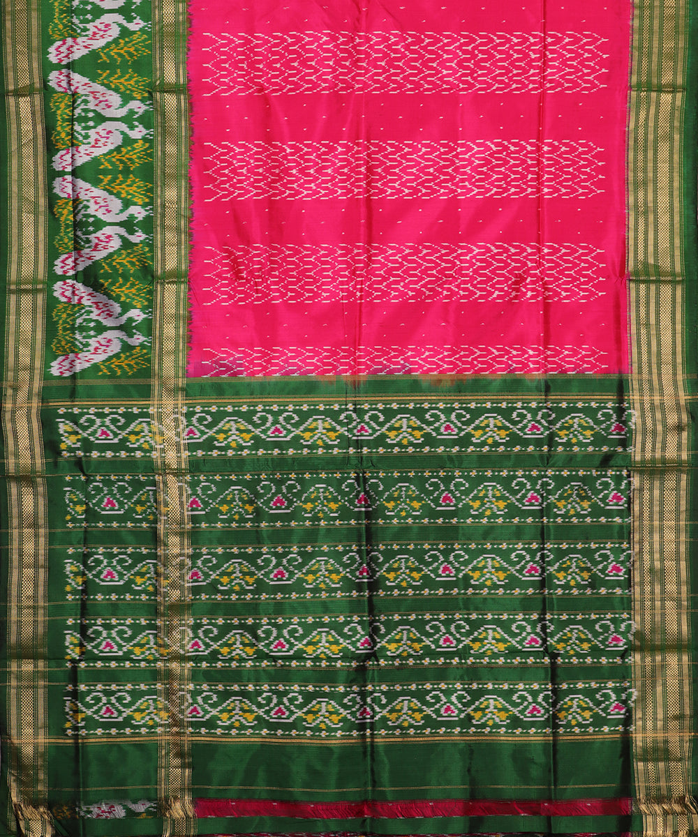 Ruby pink color handloom rajkot silk saree