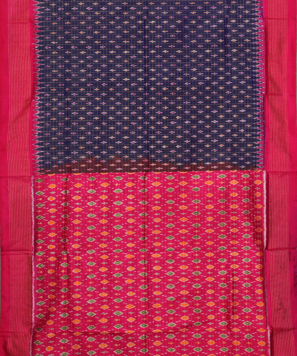 Denim blue color handloom rajkot silk saree