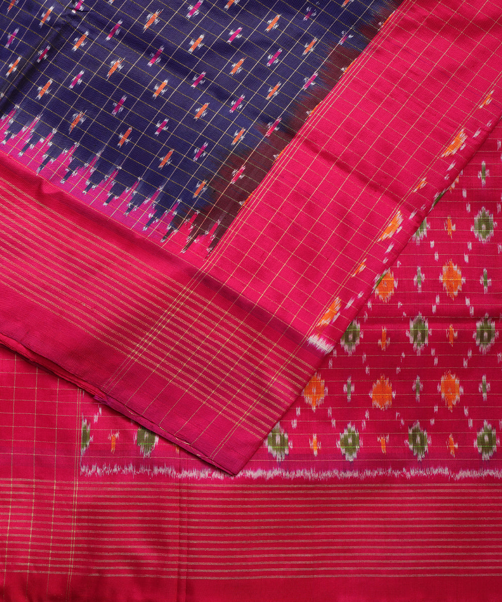 Denim blue color handloom rajkot silk saree