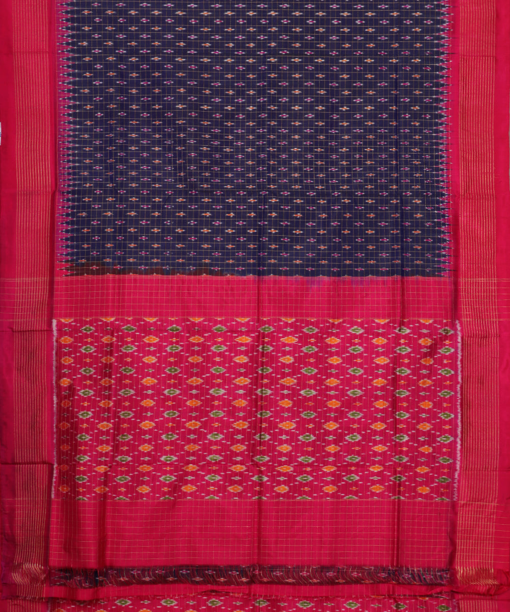 Denim blue color handloom rajkot silk saree
