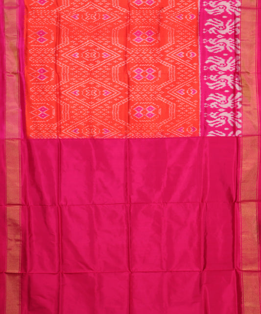 Ferrari color handloom rajkot silk saree