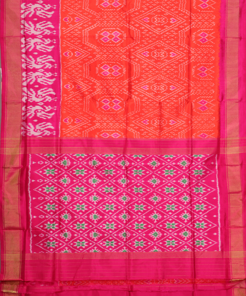 Ferrari color handloom rajkot silk saree