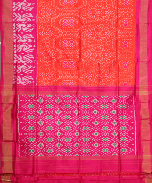 Ferrari color handloom rajkot silk saree