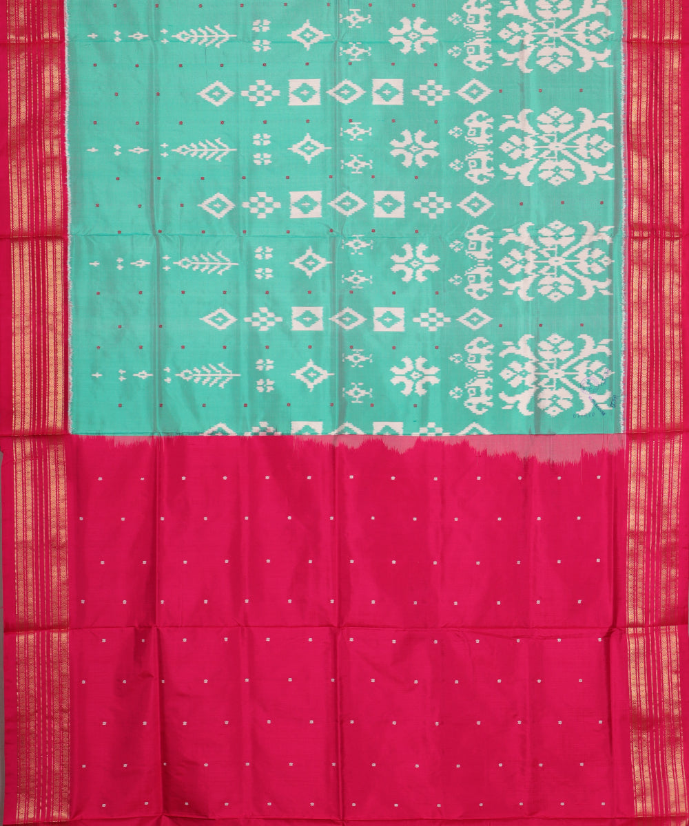 Jungle green color handloom rajkot silk saree