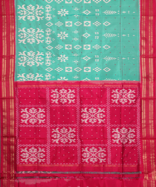 Jungle green color handloom rajkot silk saree
