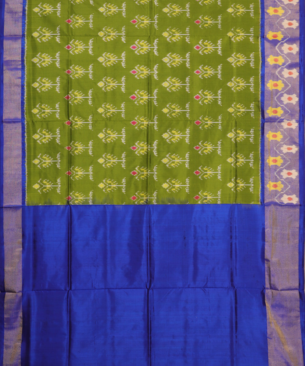 Olive green color handloom rajkot silk saree