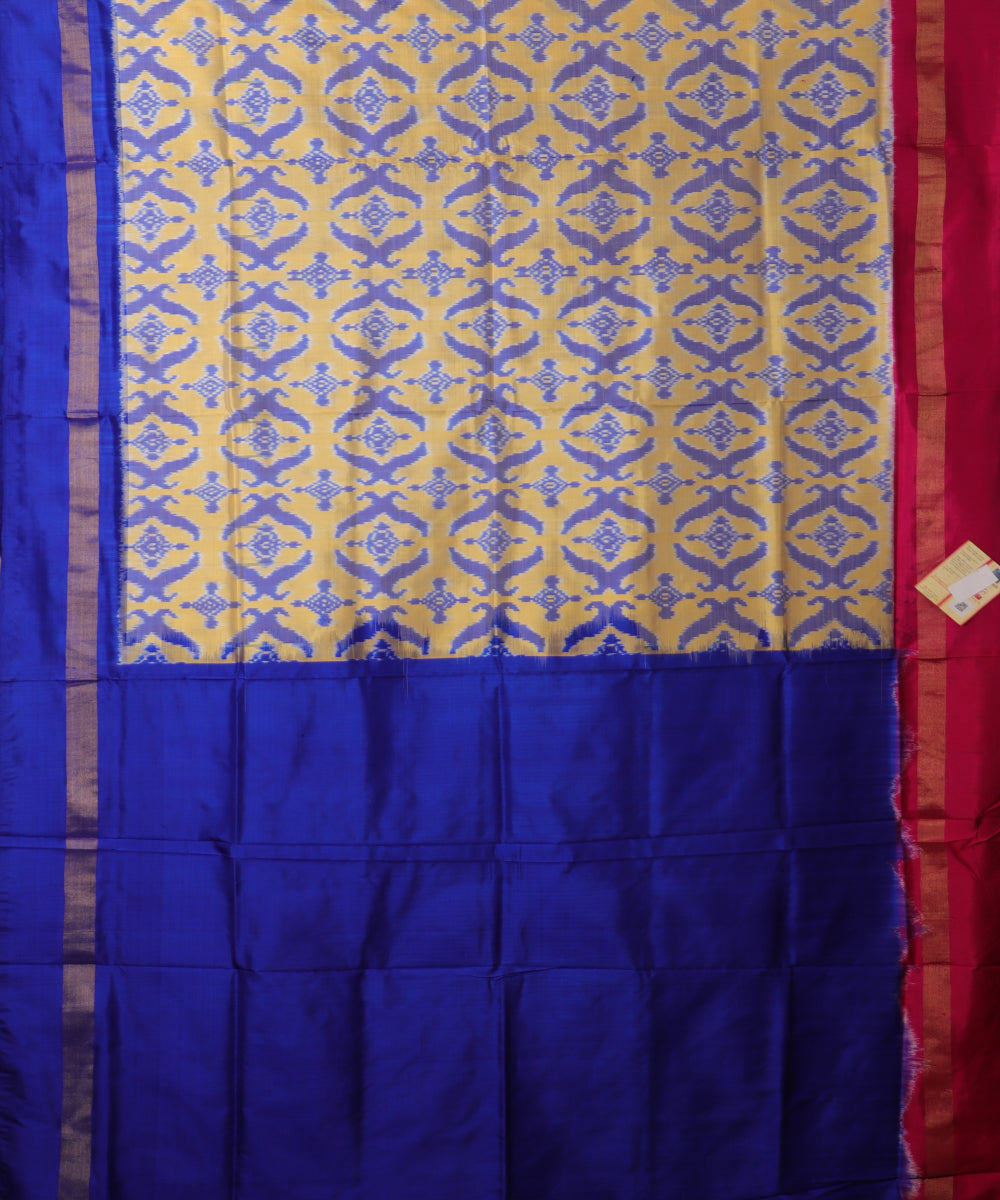 Light yellow color handloom rajkot silk saree