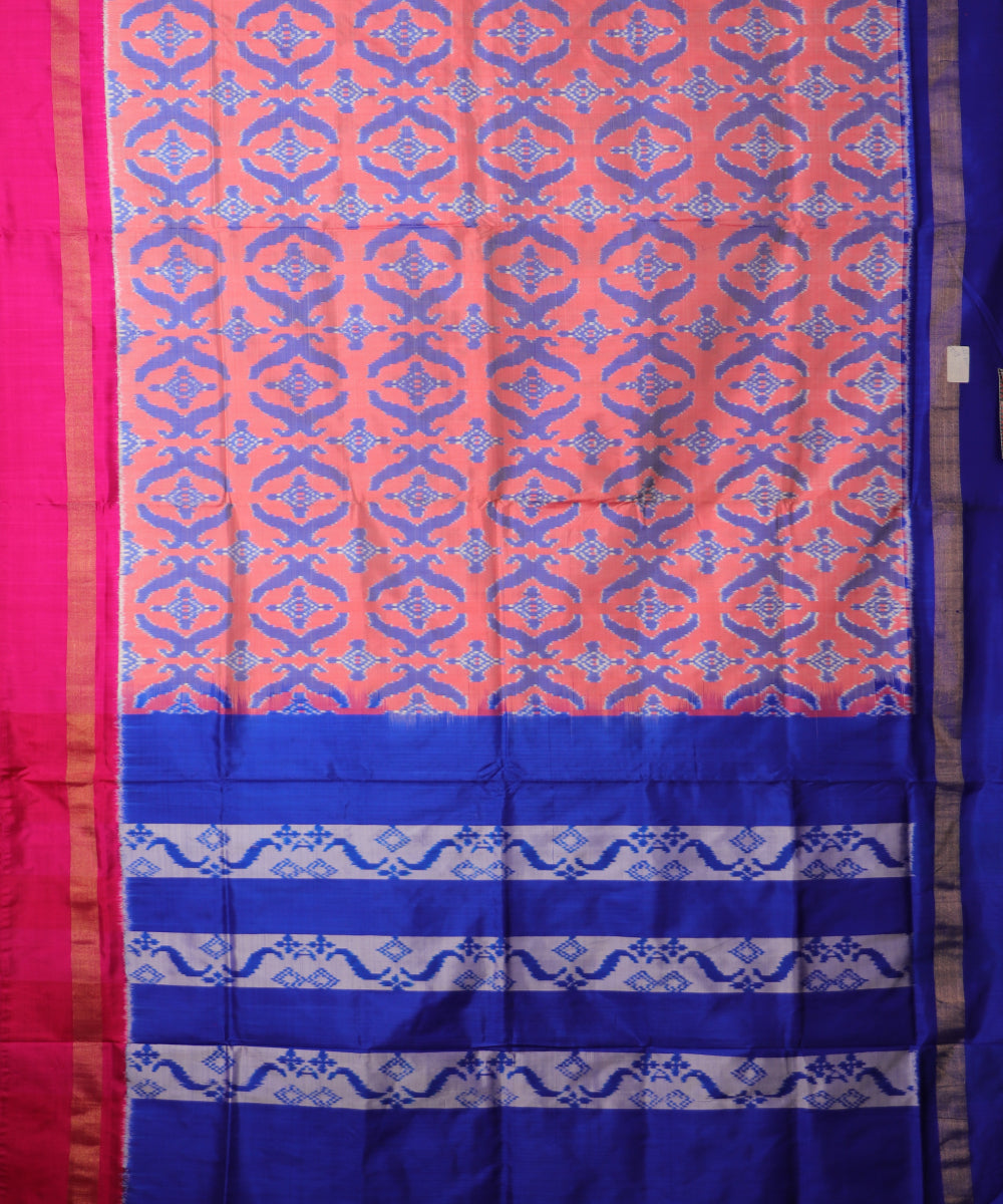 Salmon shade color handloom rajkot silk saree