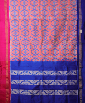 Salmon shade color handloom rajkot silk saree